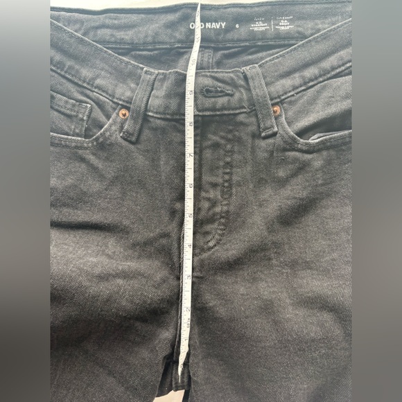 Old Navy O.G. Straight Black Jeans Size 6 Raw Hem - Picture 7 of 9